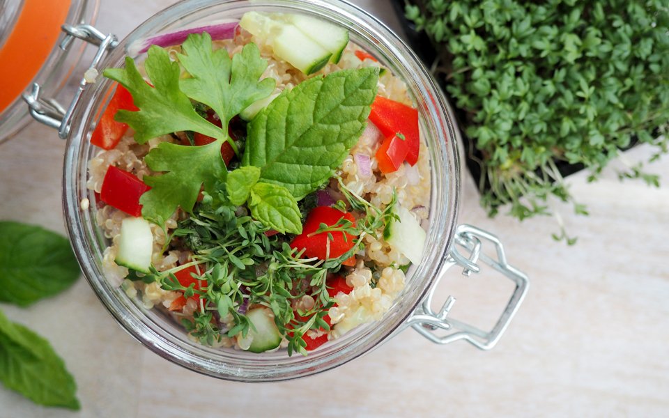 Quinoa-Salat mit Minz-Dip Quinoa-Salat mit Minz-Dip